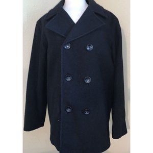 Men's Roundtree & Yorke Luxurious Wool Pea Coat Jacket Size M Quilted Lining